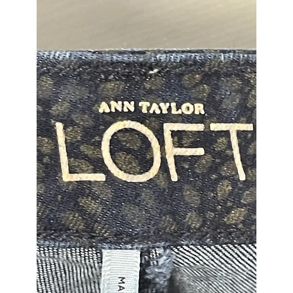 Ann Taylor Loft Jeans Womens 24 00 Blue Modern Skinny Animal Print Stretch Pants
